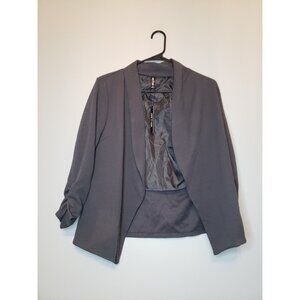 Lock & Love Women's Size M Blazer Jacket Gray 3/4 Sleeve Open Front Lined NWT